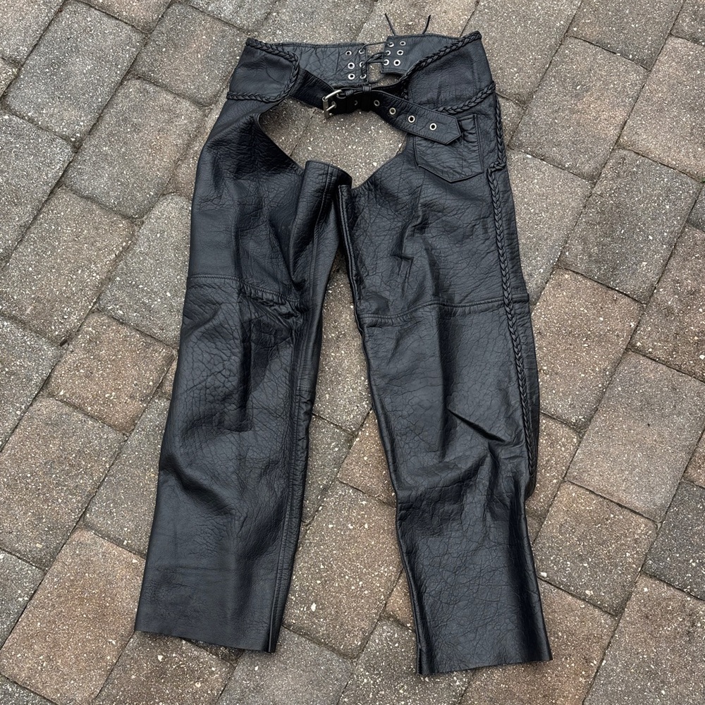 Hot Leather Black Leather Biker Chaps